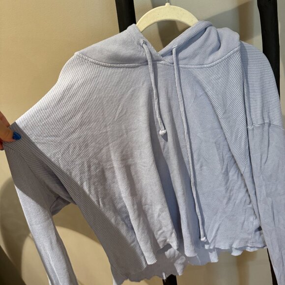 Brandy Melville John Galt Purple-Blue Waffle-Knit Hoodie - Picture 2 of 4